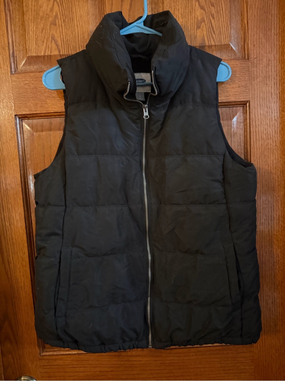 Old Navy Large Black Quilted Puffer Full Zip Vest Fleece Lined